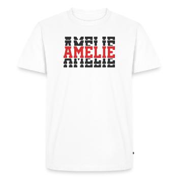 t-shirt Amélie t-shirt idée cadeau texte empilé - T-shirt Premium bio Homme - blanc - Devant - Nico (187cm)