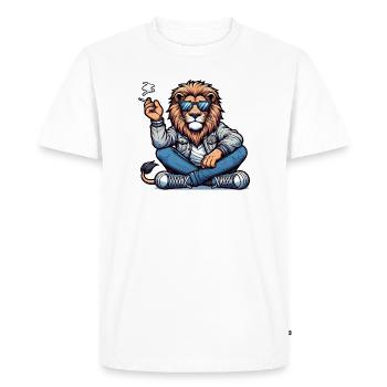 Lion Rebel avec des lunettes de soleil - T-shirt Premium bio Homme - blanc - Devant - Nico (187cm)