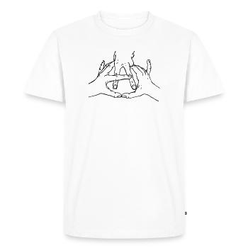 Motif de signe de la main en noir. Refroidir. - T-shirt Premium bio Homme - blanc - Devant - Nico (187cm)