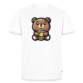 Boba Bear Bliss - Adorable Tea Hug - Men's Premium Organic T-Shirt - white - Front - Nico (187cm)