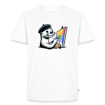 Loutre artistique - Joie du peintre - T-shirt Premium bio Homme - blanc - Devant - Nico (187cm)