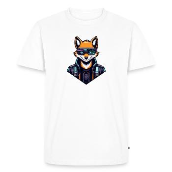 Cyber Fox Néon Tech Sauvage - T-shirt Premium bio Homme - blanc - Devant - Nico (187cm)