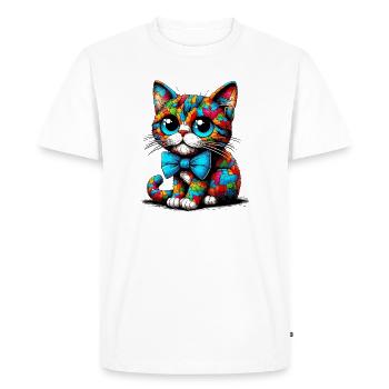 Chat avec noeud papillon - T-shirt Premium bio Homme - blanc - Devant - Nico (187cm)
