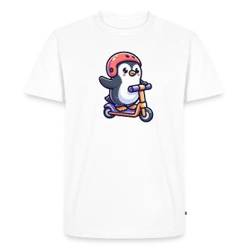 Pingouin en déplacement : le chéri qui s’époumone - T-shirt Premium bio Homme - blanc - Devant - Nico (187cm)