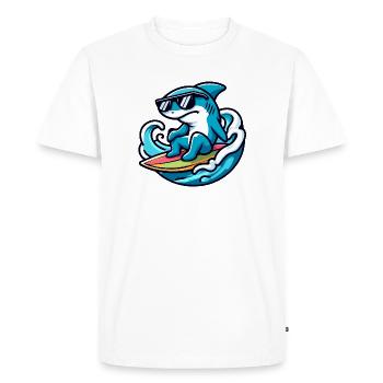 Shark Wave Rider : la sensation du surf - T-shirt Premium bio Homme - blanc - Devant - Nico (187cm)