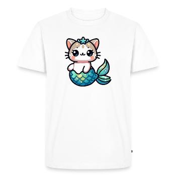 Purrmaid Sparkle : Le chaton de la mer - T-shirt Premium bio Homme - blanc - Devant - Nico (187cm)