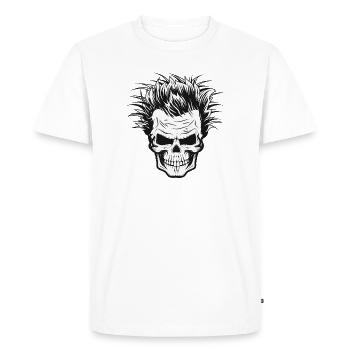 Skull with wild scientist hairstyle - Men's Premium Organic T-Shirt - white - Front - Nico (187cm)