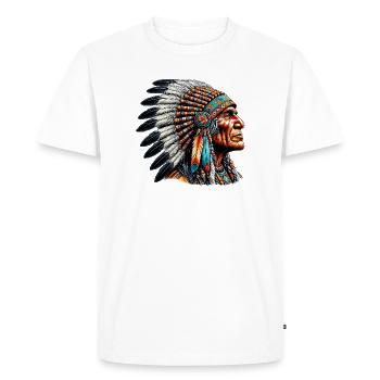 Amérindien Peau rouge d’Amérique - T-shirt Premium bio Homme - blanc - Devant - Nico (187cm)