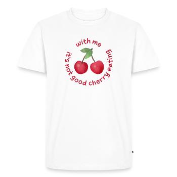 with me its not good cherry eating denglisch - Men's Premium Organic T-Shirt - white - Front - Nico (187cm)