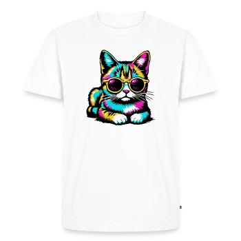 Cat with sunglasses - Men's Premium Organic T-Shirt - white - Front - Nico (187cm)