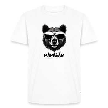 Papa – L’ours le plus cool de la région - T-shirt Premium bio Homme - blanc - Devant - Nico (187cm)