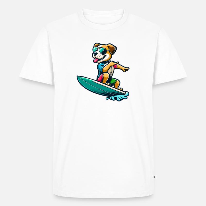 Wave Riding Buddy - Männer Premium Bio T-Shirt - Weiß