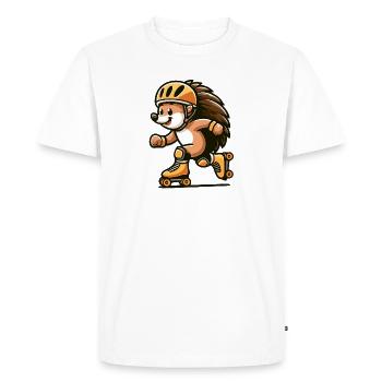 Roller Rush Hedgehog: The Speedy Skater - Men's Premium Organic T-Shirt - white - Front - Nico (187cm)