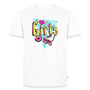Filles Retro Roller Pop Art - T-shirt Premium bio Homme - blanc - Devant - Nico (187cm)