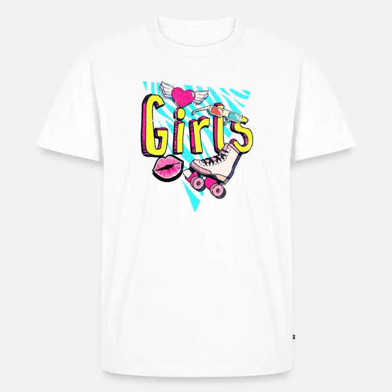 Mädchen Retro Roller Pop Art - Männer Premium Bio T-Shirt - Weiß