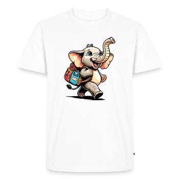 Tiny Trekker: The Jolly Elephant - Men's Premium Organic T-Shirt - white - Front - Nico (187cm)