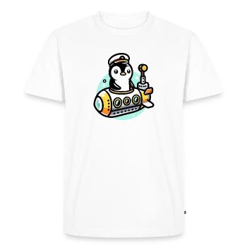 Capitaine de sous-marin Penguin : Explorateur des profondeurs - T-shirt Premium bio Homme - blanc - Devant - Nico (187cm)