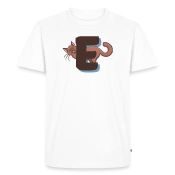Cat Letter E - Men's Premium Organic T-Shirt - white - Front - Nico (187cm)