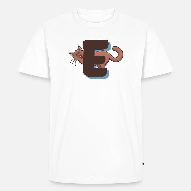 Katze Buchstabe E - Männer Premium Bio T-Shirt - Weiß