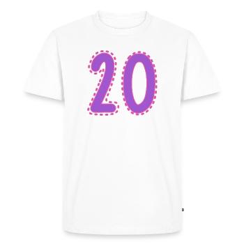 20. 20 ANS. 20e ANNIVERSAIRE. ANNIVERSAIRE 20 ANS. - T-shirt Premium bio Homme - blanc - Devant - Nico (187cm)