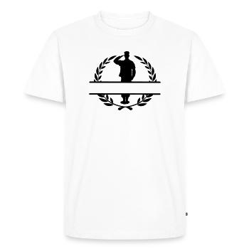 Drapeau de respect salue le soldat en couronne de laurier - T-shirt Premium bio Homme - blanc - Devant - Nico (187cm)