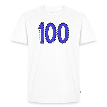 100. 100 ANS. 100e ANNIVERSAIRE. ANNIVERSAIRE 100 - T-shirt Premium bio Homme - blanc - Devant - Nico (187cm)