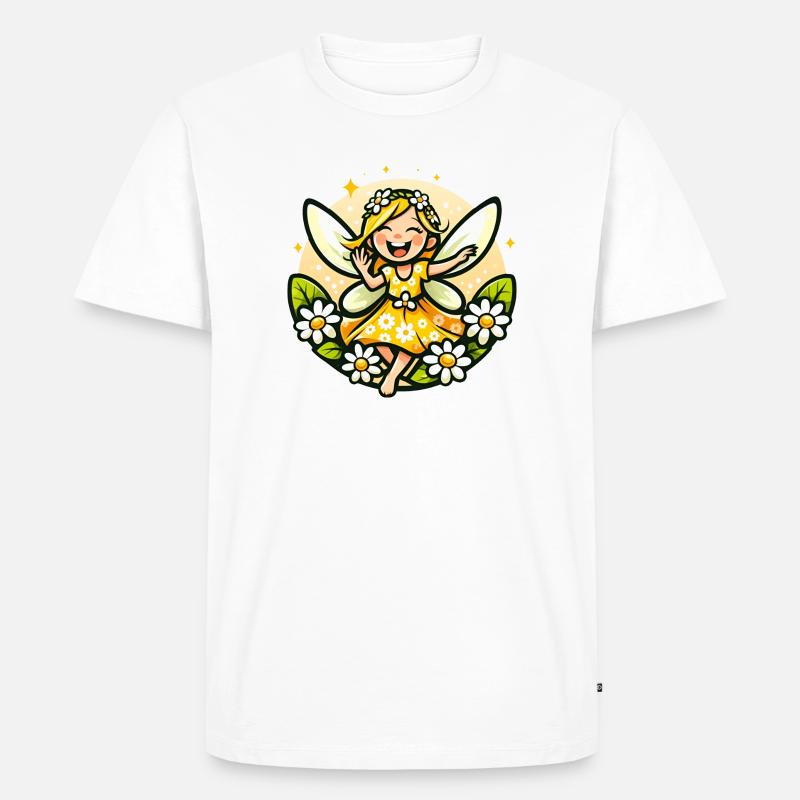 Süße Fee Gänseblümchen Blumenmädchen Lächeln - Männer Premium Bio T-Shirt - Weiß
