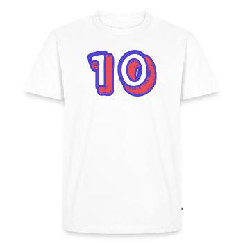 10. 10 ANS. 10e ANNIVERSAIRE. ANNIVERSAIRE 10 ANS. - T-shirt Premium bio Homme - blanc - Devant - Nico (187cm)