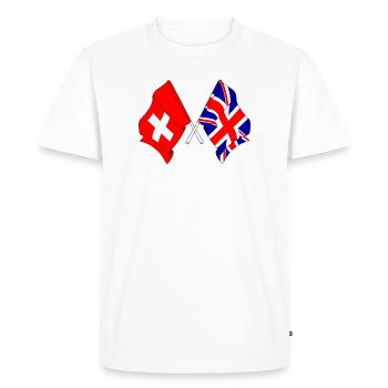 Flag Switzerland, flag England - Men's Premium Organic T-Shirt - white - Front - Nico (187cm)