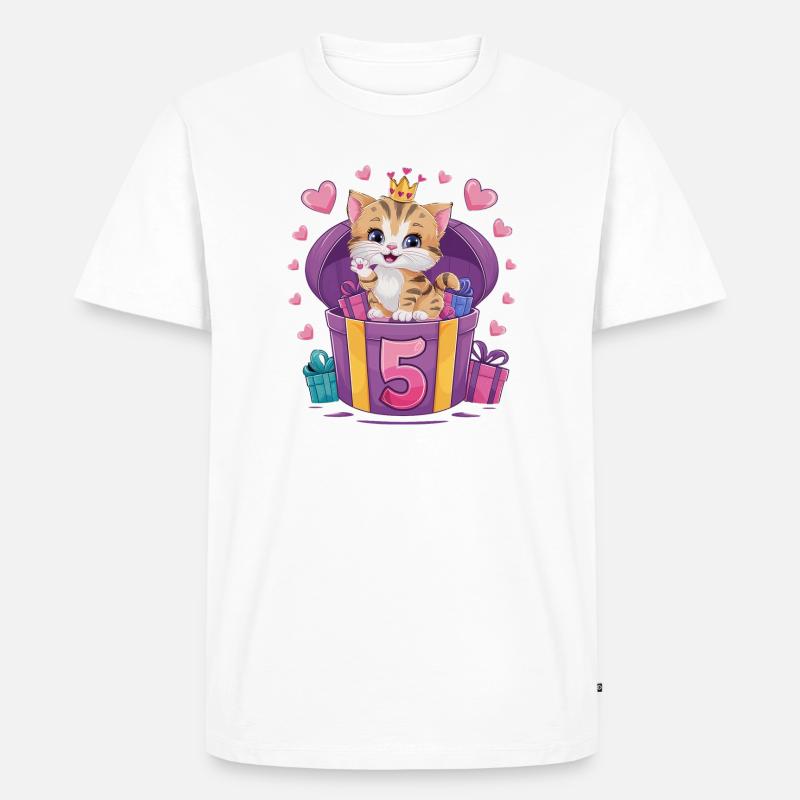 Chat mignon - 5e anniversaire - 5 ans - T-shirt Premium bio Homme - blanc