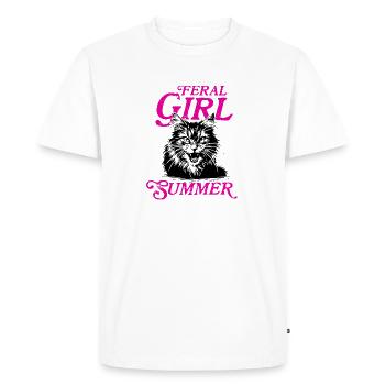 Feral Girl Summer Women Girls Cat Lover Summer - Men's Premium Organic T-Shirt - white - Front - Nico (187cm)