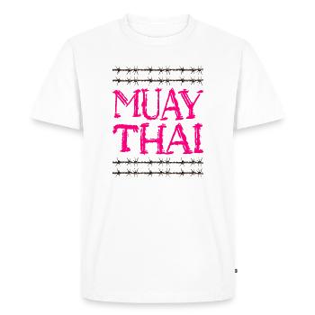 Muay Thai - Conception de police cool avec fil de fer barbelé - T-shirt Premium bio Homme - blanc - Devant - Nico (187cm)