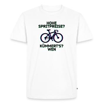 Ravitaillement en carburant Vélo Déclaration d’énergie Stockage d’énergie - T-shirt Premium bio Homme - blanc - Devant - Nico (187cm)