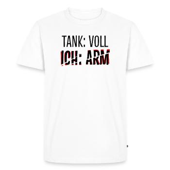 Voiture Drôle Dictons Ravitaillement Station-service Pompe à essence - T-shirt Premium bio Homme - blanc - Devant - Nico (187cm)