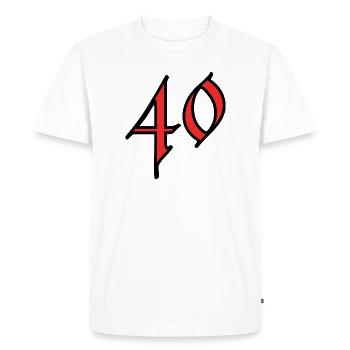 40. 40 YEARS. 40th ANNIVERSARY. 40 YEARS ANNIVERSARY. - Men's Premium Organic T-Shirt - white - Front - Nico (187cm)