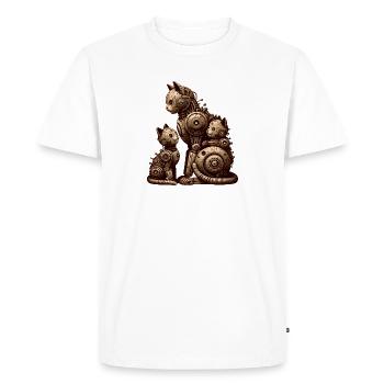 Charmante illustration vintage d’une famille de chats - T-shirt Premium bio Homme - blanc - Devant - Nico (187cm)