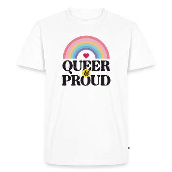 LGBT Pride Month - Queer and Proud - Men's Premium Organic T-Shirt - white - Front - Nico (187cm)
