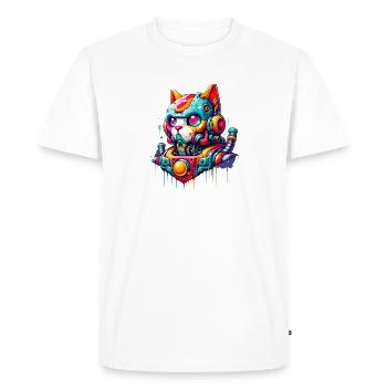 Chat conçu comme un robot dans le style graffiti de la bande dessinée - T-shirt Premium bio Homme - blanc - Devant - Nico (187cm)