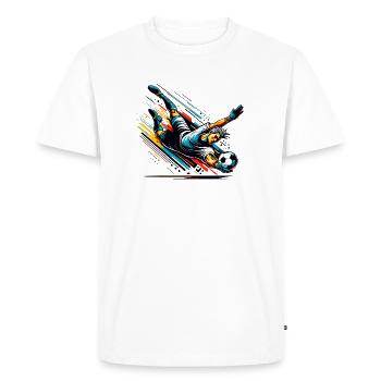 Soccer goalkeeper in full action for soccer players - Men's Premium Organic T-Shirt - white - Front - Nico (187cm)