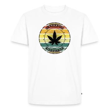 Retro Weed - Vintage Cannabis Leaf - Men's Premium Organic T-Shirt - white - Front - Nico (187cm)