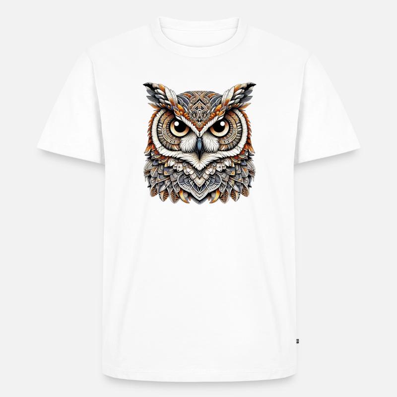 Eule - Männer Premium Bio T-Shirt - Weiß