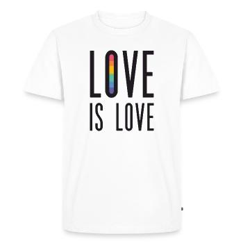 Mois de la fierté LGBT - Love is Love - T-shirt Premium bio Homme - blanc - Devant - Nico (187cm)