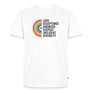 Mois de la fierté LGBT - Amour. Acceptation. Bonté. - T-shirt Premium bio Homme - blanc - Devant - Nico (187cm)