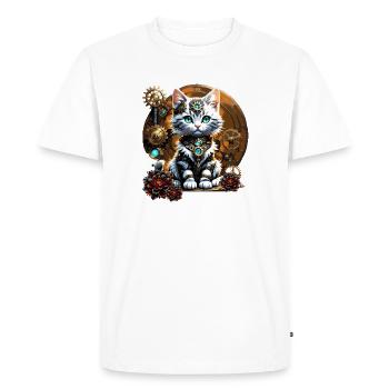 A cute little steampunk-style kitten - Men's Premium Organic T-Shirt - white - Front - Nico (187cm)