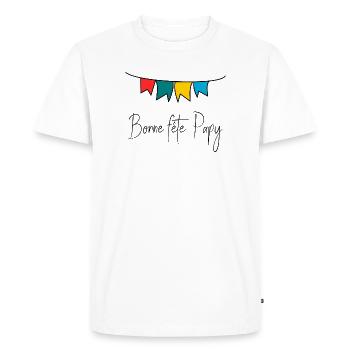 GRANDPA. FATHER'S DAY. HAPPY GRANDPA'S DAY. I LOVE YOU. - Men's Premium Organic T-Shirt - white - Front - Nico (187cm)