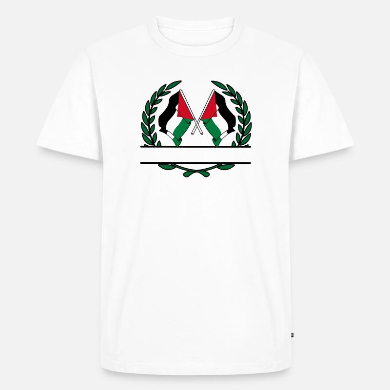 Fahnen mit palästinensischem Lorbeerkranz - Männer Premium Bio T-Shirt - Weiß