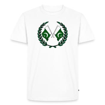Drapeaux du Pakistan en couronne de laurier - T-shirt Premium bio Homme - blanc - Devant - Nico (187cm)