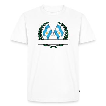 Drapeaux Argentine bannière couronne de laurier - T-shirt Premium bio Homme - blanc - Devant - Nico (187cm)