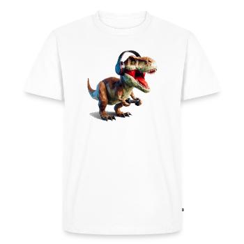 T-Rex Gaming Headset Low Poly Gamer Dino - Men's Premium Organic T-Shirt - white - Front - Nico (187cm)