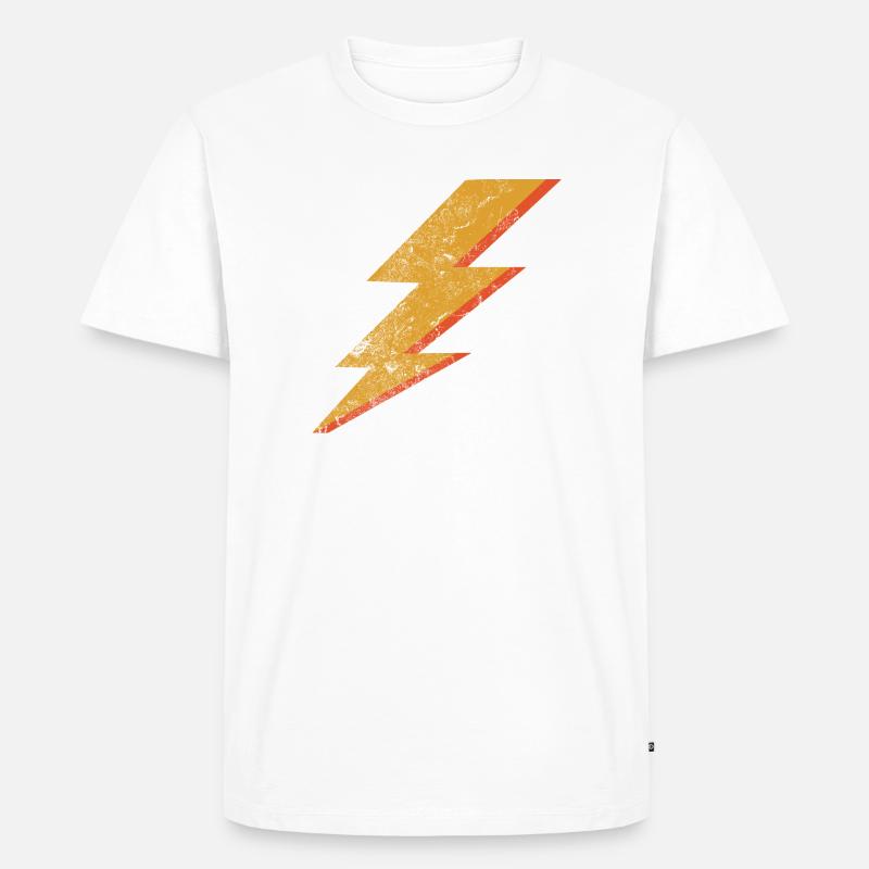 Grunge Style Rot & Gelb Blitz - Männer Premium Bio T-Shirt - Weiß